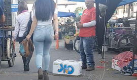 Candid Big Bubble Ass Brunette Teen In Tight Jeans